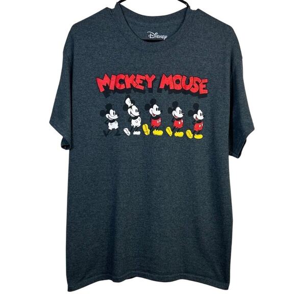 Disney Mickey Mouse Evolution Graphic T-Shirt Charcoal Gray L - Picture 3 of 7